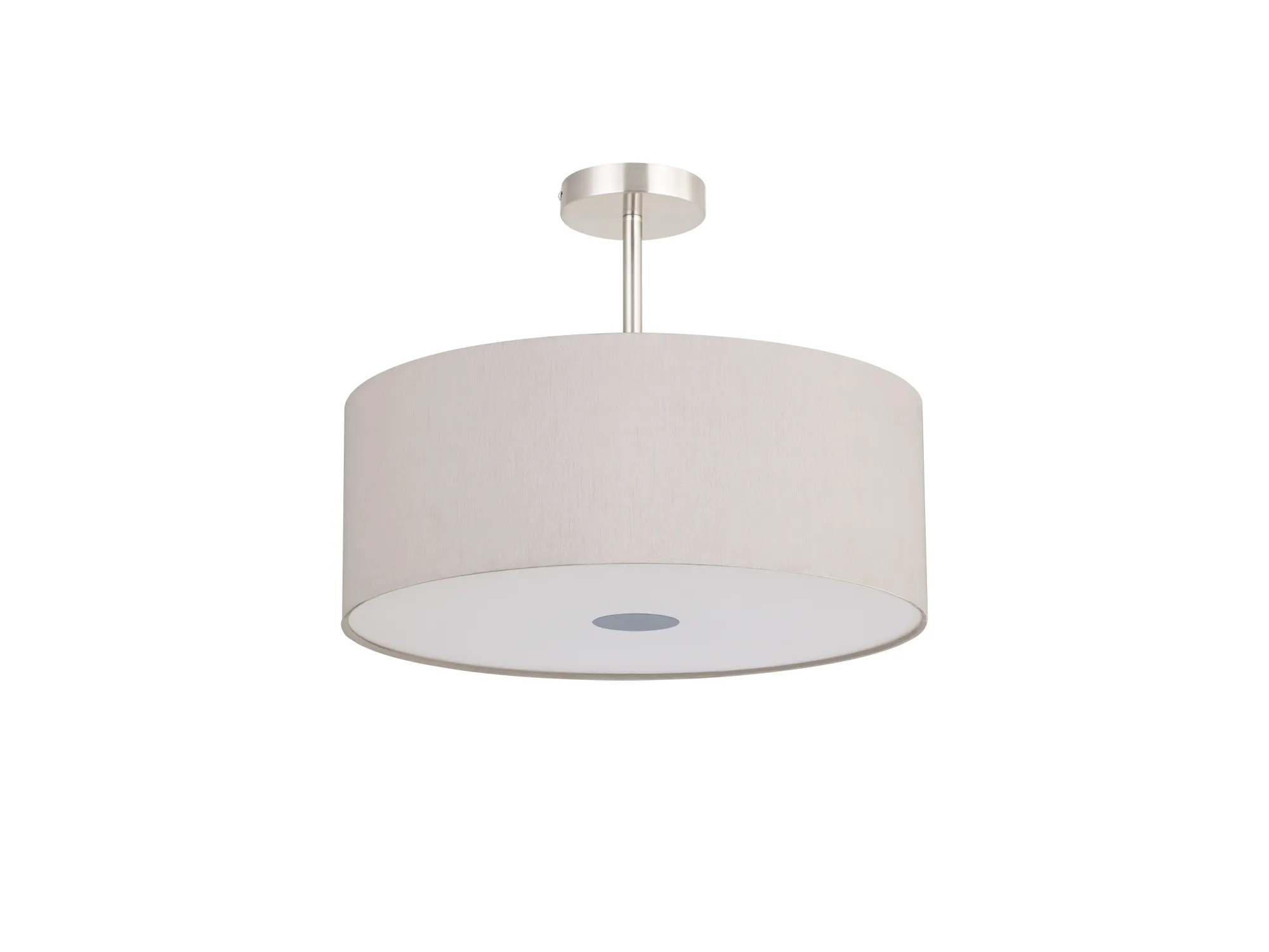 Baymont 50cm Semi Flush 3 Light Satin Nickel, Nude Beige/Moonlight, Frosted Diffuser DK0426  Deco Baymont SN NU